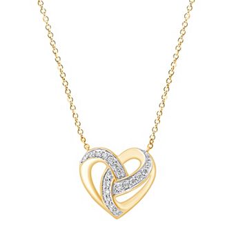 Always Mine 14k Gold Over Sterling Silver 1/10 Carat T.W. Diamond Heart Pendant Necklace