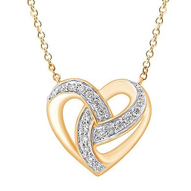 Always Mine 14k Gold Over Sterling Silver 1/10 Carat T.W. Diamond Heart Pendant Necklace
