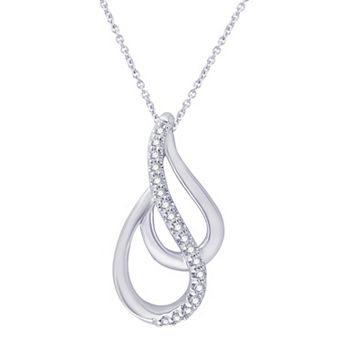 Always Mine Rhodium Over Sterling Silver Diamond Accent Teardrop Pendant Necklace