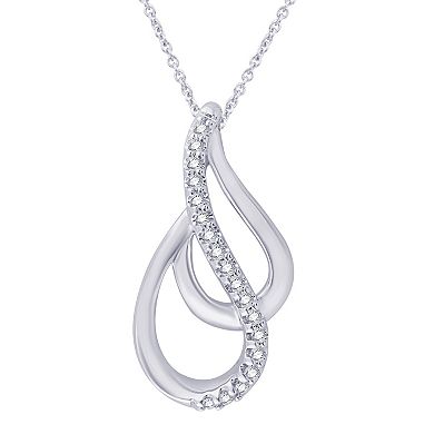 Always Mine Rhodium Over Sterling Silver Diamond Accent Teardrop Pendant Necklace