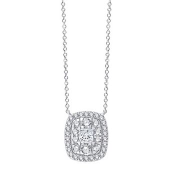 Always Mine Rhodium Over Sterling Silver 1/2 Carat T.W. Diamond Cushion Pendant Necklace
