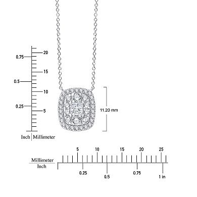 Always Mine Rhodium Over Sterling Silver 1/2 Carat T.W. Diamond Cushion Pendant Necklace
