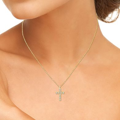 Always Mine 14k Gold Over Sterling Silver Diamond Accent Cross Pendant Necklace