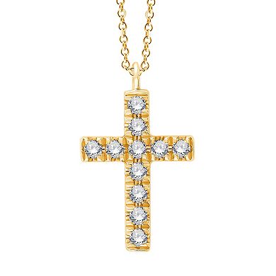Always Mine 14k Gold Over Sterling Silver Diamond Accent Cross Pendant Necklace