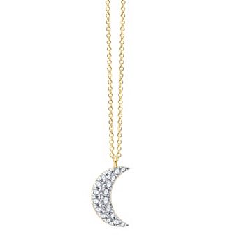Always Mine 14k Gold Over Sterling Silver 1/10 Carat T.W. Diamond Crescent Pendant Necklace