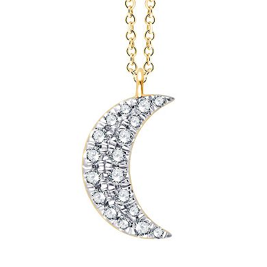 Always Mine 14k Gold Over Sterling Silver 1/10 Carat T.W. Diamond Crescent Pendant Necklace