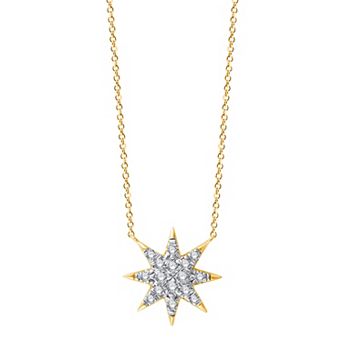 Always Mine 14k Gold Over Sterling Silver 1/8 Carat T.W. Diamond Star Pendant Necklace