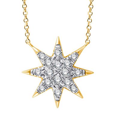 Always Mine 14k Gold Over Sterling Silver 1/8 Carat T.W. Diamond Star Pendant Necklace