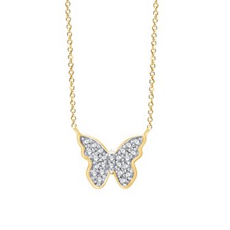 Always Mine 14k Gold Over Sterling Silver 1/10 Carat T.W. Diamond Butterfly Pendant Necklace
