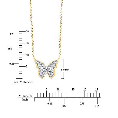 Always Mine 14k Gold Over Sterling Silver 1/10 Carat T.W. Diamond Butterfly Pendant Necklace