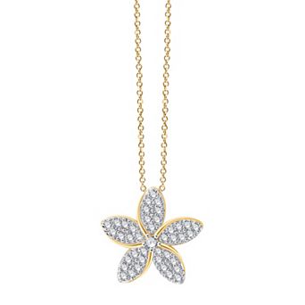 Always Mine 14k Gold Over Sterling Silver 1/8 Carat T.W. Diamond Flower Pendant Necklace