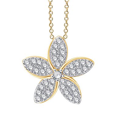 Always Mine 14k Gold Over Sterling Silver 1/8 Carat T.W. Diamond Flower Pendant Necklace