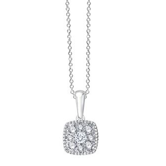 Always Mine Rhosium Over Sterling Silver 1/8 Carat T.W. Diamond Pendant Necklace