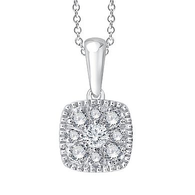 Always Mine Rhosium Over Sterling Silver 1/8 Carat T.W. Diamond Pendant Necklace