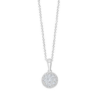 Always Mine Rhodium Over Sterling Silver 1/10 Carat T.W. Diamond Round Pendant Necklace