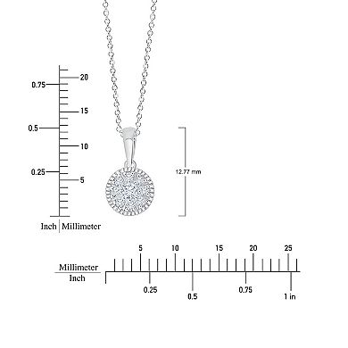 Always Mine Rhodium Over Sterling Silver 1/10 Carat T.W. Diamond Round Pendant Necklace