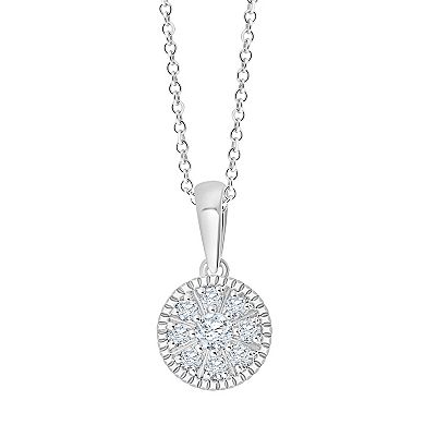 Always Mine Rhodium Over Sterling Silver 1/10 Carat T.W. Diamond Round Pendant Necklace