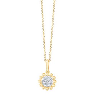 Always Mine 14k Gold Over Sterling Silver 1/10 Carat T.W. Diamond Floral Pendant Necklace