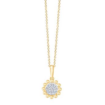 Always Mine 14k Gold Over Sterling Silver 1/10 Carat T.W. Diamond Floral Pendant Necklace
