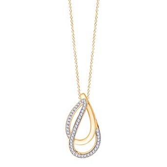 Always Mine 14k Gold Over Sterling Silver 1/8 Carat T.W. Diamond Teardrop Pendant Necklace