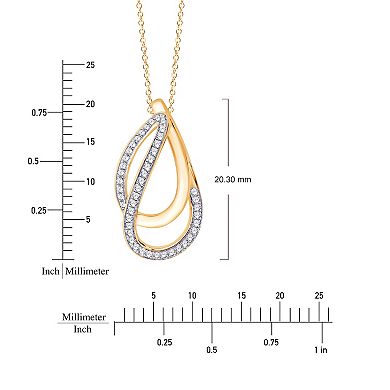 Always Mine 14k Gold Over Sterling Silver 1/8 Carat T.W. Diamond Teardrop Pendant Necklace