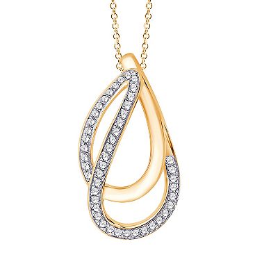 Always Mine 14k Gold Over Sterling Silver 1/8 Carat T.W. Diamond Teardrop Pendant Necklace