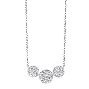 Always Mine Rhodium Over Sterling Silver 1/5 Carat T.W. Diamond 3-Round Pendant Necklace