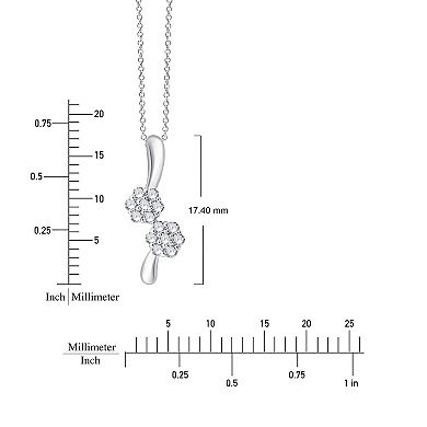Always Mine Rhodium Over Sterling Silver 1/6 Carat T.W. Diamond Flower Pendant Necklace