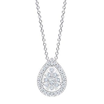 Always Mine Rhodium Over Sterling Silver 1/6 Carat T.W. Diamond Teardrop Pendant Necklace