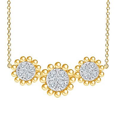 Always Mine 14k Gold Over Sterling Silver 1/5 Carat T.W. Diamond 3-Stone Pendant Necklace