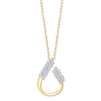 Always Mine 14k Gold Over Sterling Silver 1/8 Carat T.W. Diamond Loop Pendant Necklace