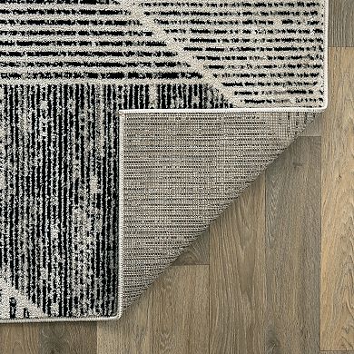World Rug Gallery Contemporary Distressed Geometric Rug