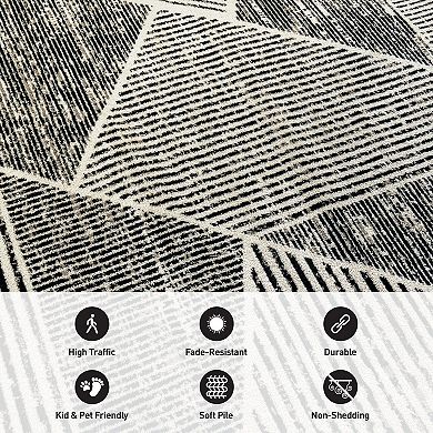 World Rug Gallery Contemporary Distressed Geometric Rug