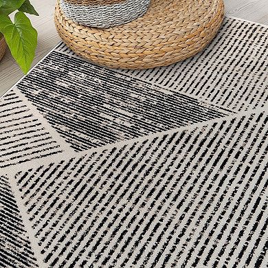 World Rug Gallery Contemporary Distressed Geometric Rug