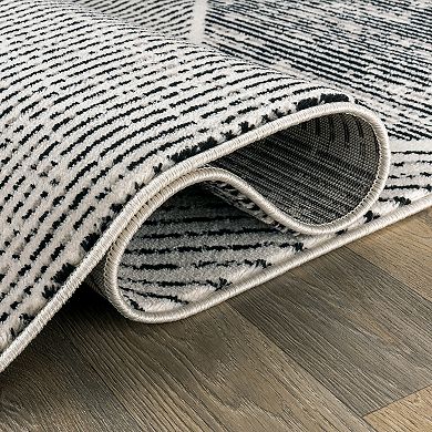 World Rug Gallery Contemporary Distressed Geometric Rug