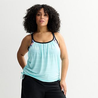 Plus Size ZeroXposur Ruched 2-in-1 Tankini Swim Top