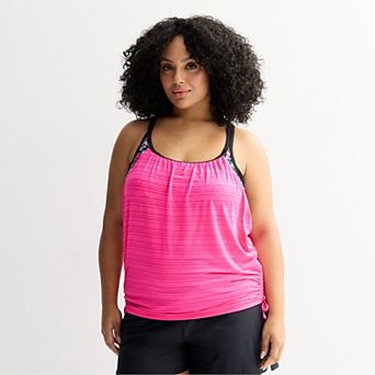 Plus Size ZeroXposur Ruched 2-in-1 Tankini Swim Top