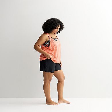 Plus Size ZeroXposur Scrunchie 2-in-1 Tankini Swim Top