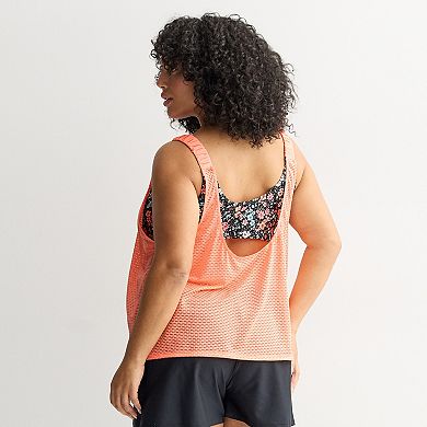 Plus Size ZeroXposur Scrunchie 2-in-1 Tankini Swim Top