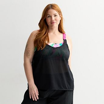 Plus Size ZeroXposur Scrunchie 2-in-1 Tankini Swim Top