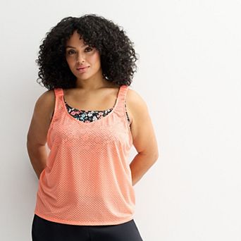 Plus Size ZeroXposur Scrunchie 2-in-1 Tankini Swim Top