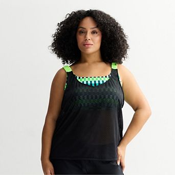 Plus Size ZeroXposur Scrunchie 2-in-1 Tankini Swim Top