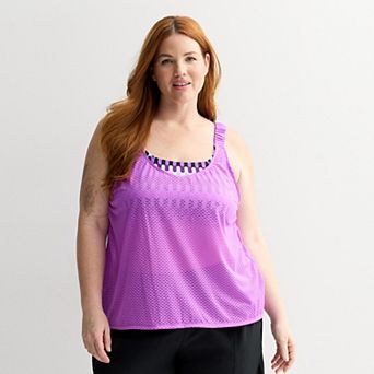 Plus Size ZeroXposur Scrunchie 2-in-1 Tankini Swim Top