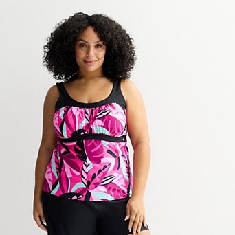 Plus Size ZeroXposur Peasant Tankini Swim Top