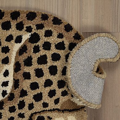Linon Jungle Cheetah Shaped Rug