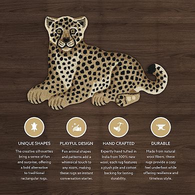 Linon Jungle Cheetah Shaped Rug