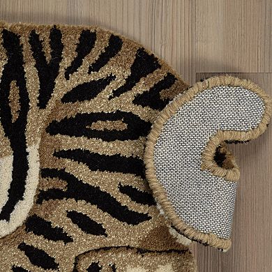 Linon Jungle Tiger Shaped Rug