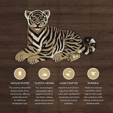 Linon Jungle Tiger Shaped Rug