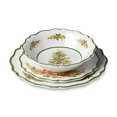 Certified International Holly Tree 12 pc Mel Dinnerware Set