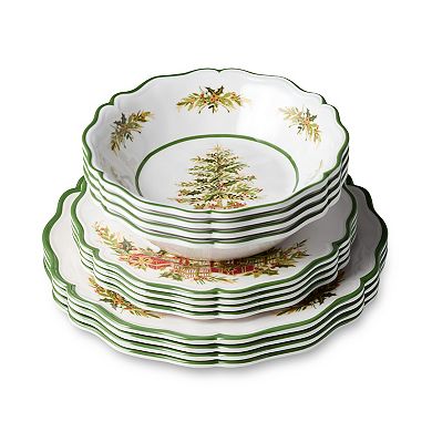 Certified International Holly Tree 12 pc Mel Dinnerware Set